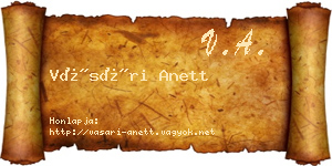Vásári Anett névjegykártya
